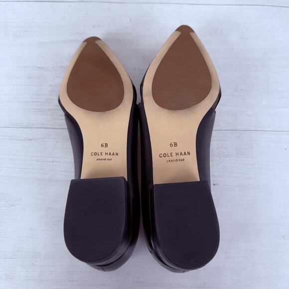 Cole Haan Black Leather Shoes Loafer Size 6B Viola Skimmer Slip On Pointed Toes - Picture 9 of 12